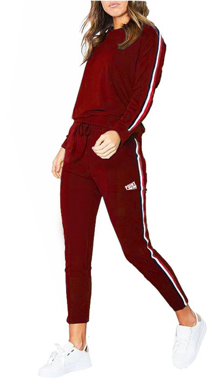 Костюм жіночий спортивний червоний з смужками Point ONE