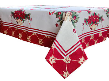 Скатертина гобеленова з люрексом Різдвяна 140 х 140 см