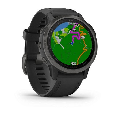 Смарт-годинник Garmin Fenix 6S Sapphire - Carbon Gray DLC with Black Band з чорним ремінцем