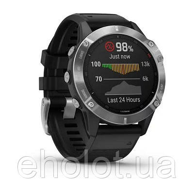 Смарт-годинник Garmin Fenix 6 Silver with Black Band сріблястий з чорним ремінцем, фото 1