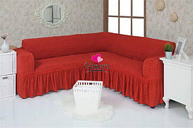 Комплект чохлів на кутовий диван із воланами "Venera" Червоний