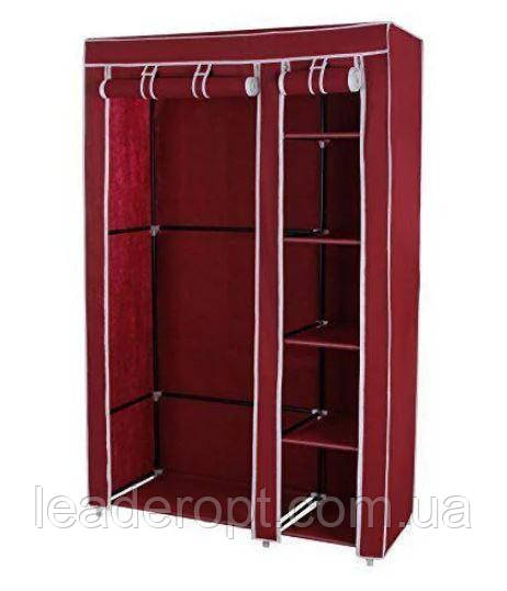 [ОПТ] Складаний тканинний шафа органайзер на 2 секції переносний червоний колір Storage Wardrobe
