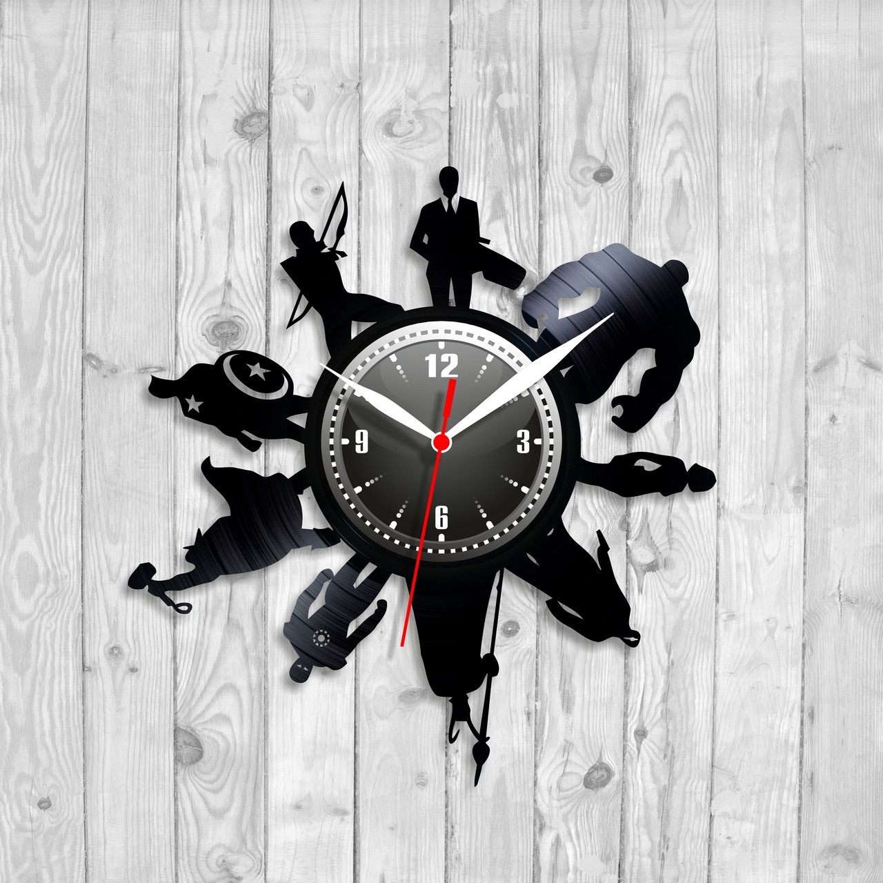 Месники Марвел годинник Marvel годинник Годинник супергерої Годинник на стіну Усі герої Avengers Годинник для хлопця 300 мм, фото 1