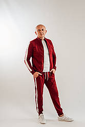 Модний чоловічий спортивний костюм з двунити бордового кольору від виробника
