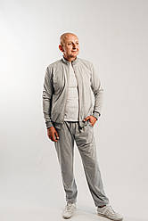 Світлий сірий чоловічий спортивний костюм зі стійкою українського виробництва