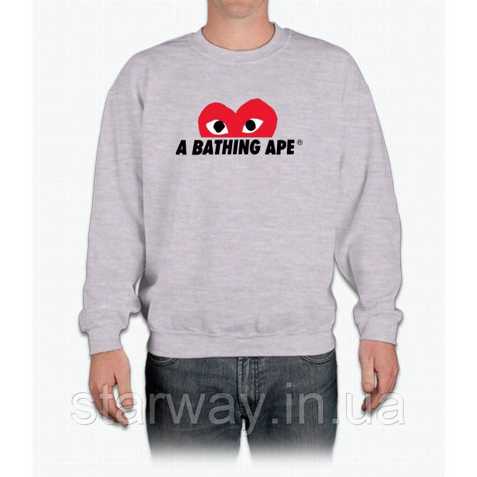 Сірий світшот comme des garcons a bathing ape | кофта | топ
