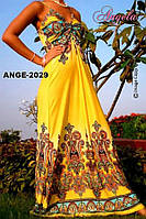 Сарафан, платье жёлтое 2, М, L, 1X. длина 137 см.
