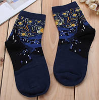 Плотные носки с вышивкой по картине Ван Гога Звёздная ночь, длина 17 см., высота 13 см.