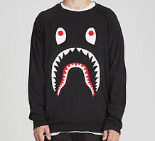 Чорний світшот bape shark логотип принт | стильна кофта