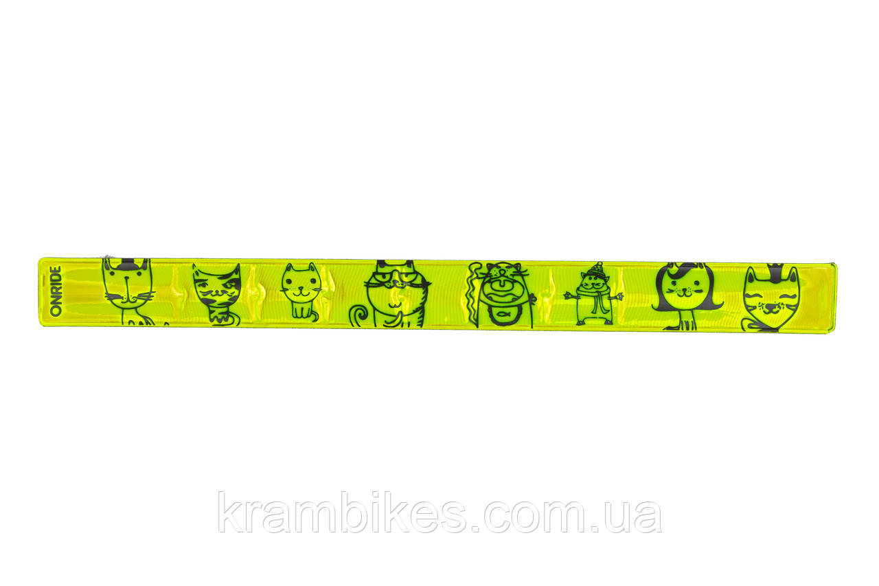 Світловідбиваюча смуга Onride "Котики" Зелений L
