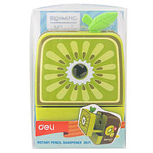 Чинка механічна Deli 0671Е мікс "Фрукти" пластик, з контейнером, фото 5