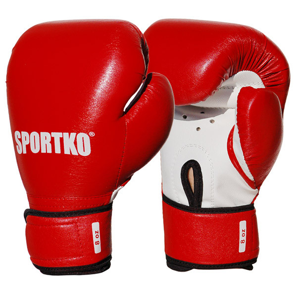 Боксерские перчатки SPORTKO арт. ПД2-8-OZ (унций). красный - фото 1 - id-p1087972761