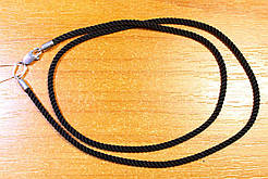 Шнурок Чорний Шовк Срібло 925 проби 45 см 2 мм