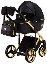 Дитяча коляска Adamex Luciano Polar (Gold) Q85 чорний - чорна шкіра