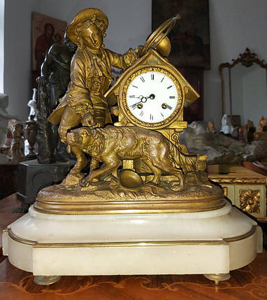 Годинник камінні Хлопчик з собакою Франція, фото 1