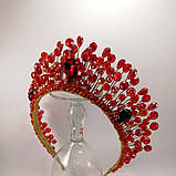 Корона червона кришталева Діадема червона Тіара рубінова, фото 9