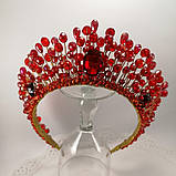Корона червона кришталева Діадема червона Тіара рубінова, фото 8