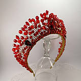 Корона червона кришталева Діадема червона Тіара рубінова, фото 7
