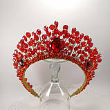 Корона червона кришталева Діадема червона Тіара рубінова, фото 5