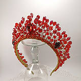 Корона червона кришталева Діадема червона Тіара рубінова, фото 3