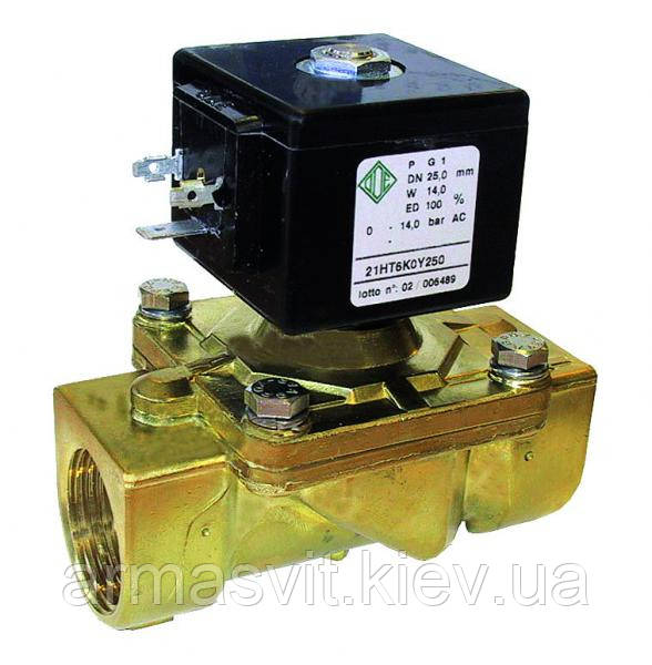 Електромагнітні клапани для пари, води, повітря 21H12KOЕ120, G 1/2', комбінованої дії.