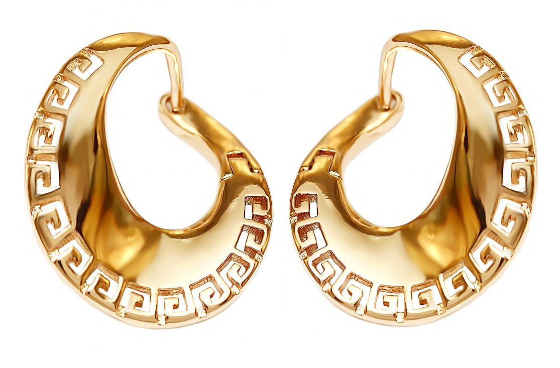 Сережки ХР з різьбленим візерунком Versace. Позолота 18К. Діаметр: 2.2 см