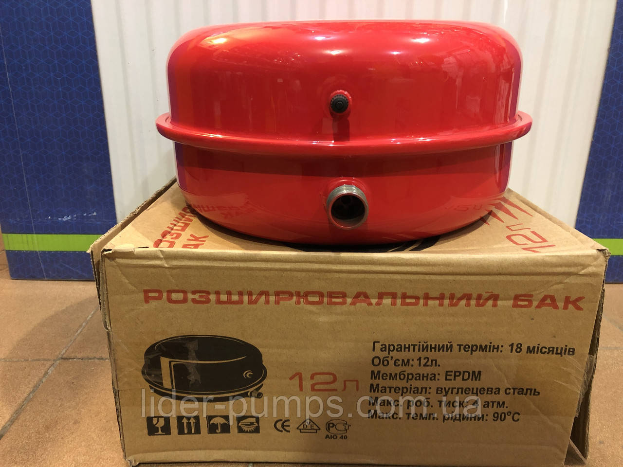 Бак розширювальний для систем опалення 12 л. плоский LIDER PUMPS, фото 1