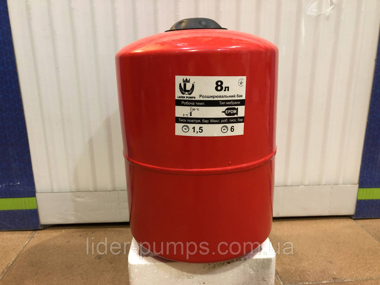 Бак розширювальний для систем опалення 8 л. круглий LIDER PUMPS, фото 1