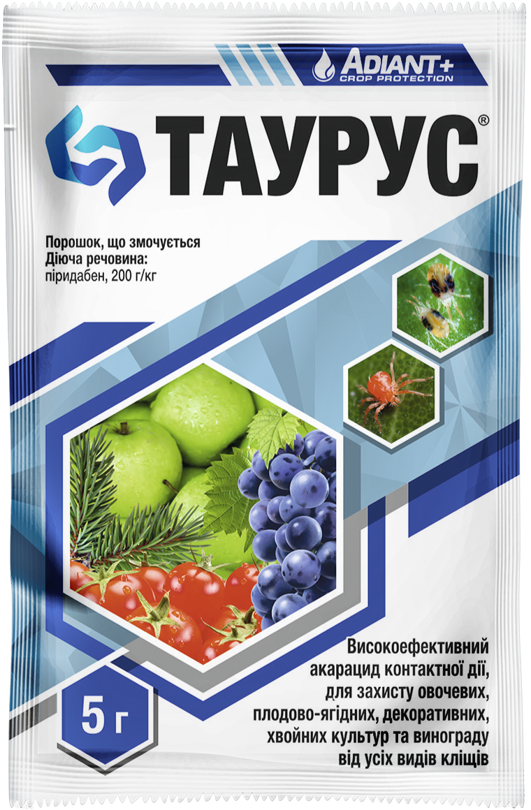 

Инсектицид Акарацид от клещей ТАУРУС Adiant 5г на 1 сотку