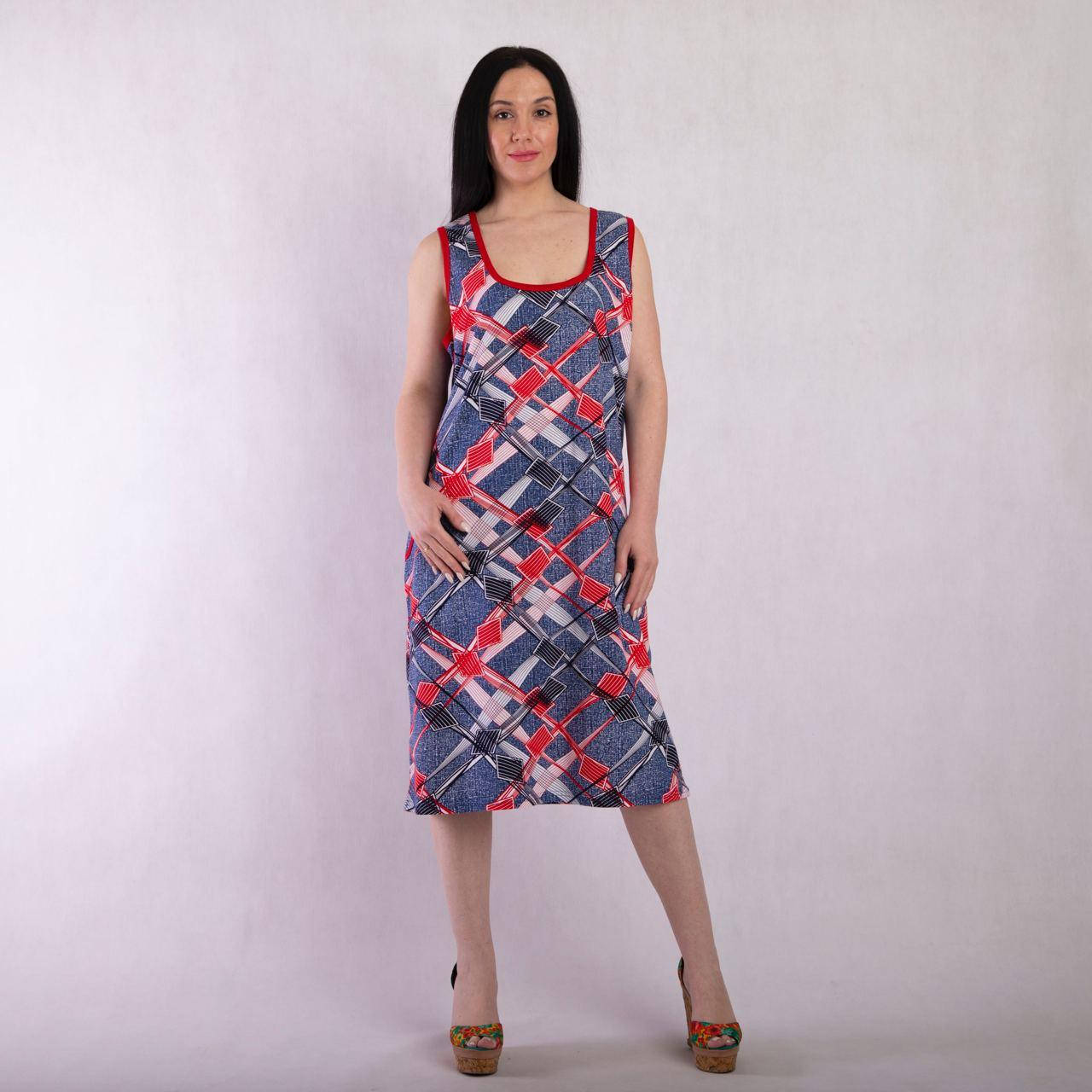 

Женский трикотажный сарафан " Джинс абстракция " р. 54-62