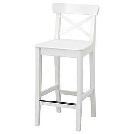 IKEA INGOLF Барний стілець зі спинкою, білий (101.226.47)