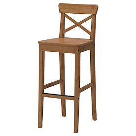 IKEA INGOLF Барний стілець зі спинкою, патині пляма (902.178.11)