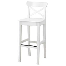 IKEA INGOLF Барний стілець зі спинкою, білий (001.217.66)