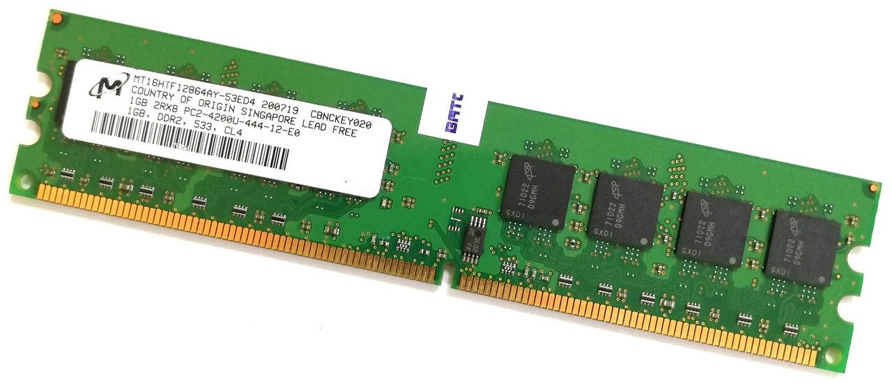 Оперативная память Micron DDR2 1Gb 533MHz PC2 4200U 1R8/2R8 CL4 MIX Б/У