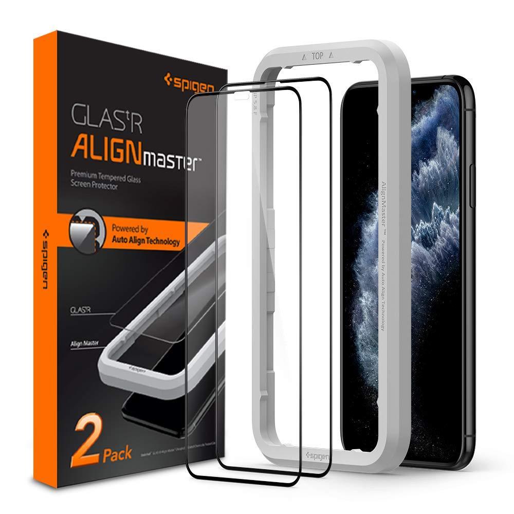 Захисне скло Spigen для iPhone 11 Pro/XS/X Glas.tR AlignMaster (2 шт.), Black (AGL00480)