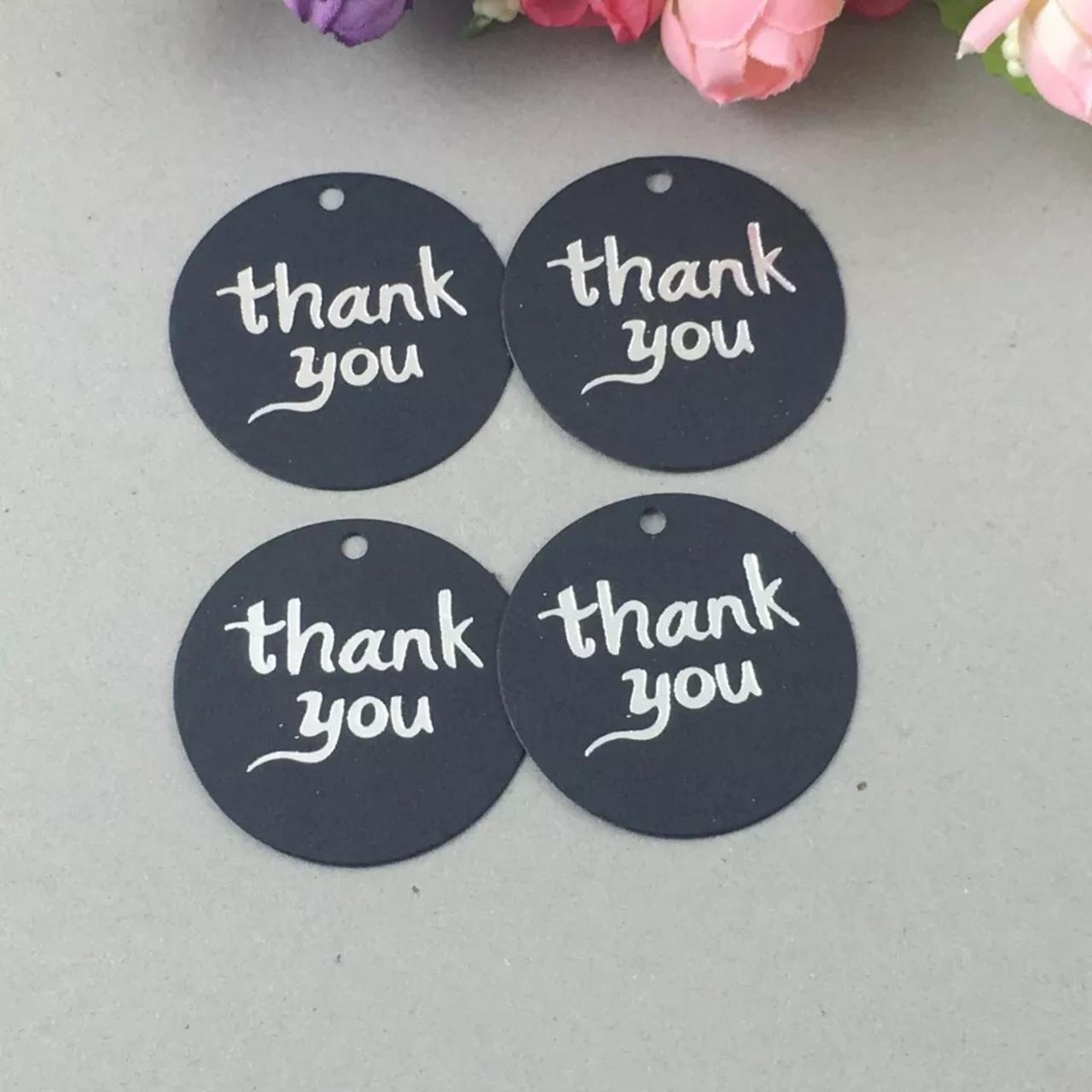 Бірка для подарунків Thank you черна для пакування картонна (0012), фото 1