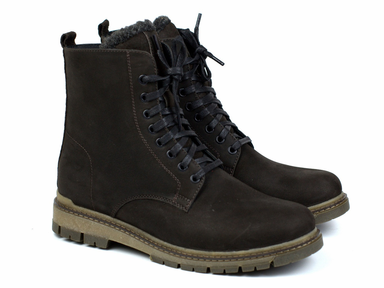 Зимові черевики чоловічі берці замшеві на хутрі коричневі Rosso Avangard Doks Brown Diamond, фото 1