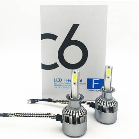 Світлодіодні LED лед лампи C6 цоколь H1, світло 6000К, фото 1