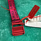 Ремінь пояс унісекс Off White Original оф вайт червоний із червоною пряжкою, фото 3