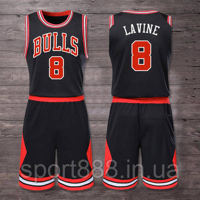 Чорна баскетбольна форма Lavine No8 (майка + шорти) команда Chicago Bulls