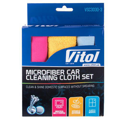 Набор тряпок из микрофибры Vitol (упаковка 3 штуки VSC3030-3) - фото 3 - id-p68836583