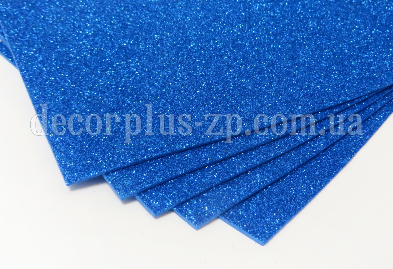 Фоміран із глітером 20*30см, синій, фото 1