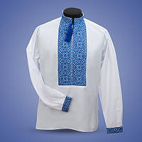 Чоловіча вишита сорочка з оригінальним візерунком синього кольору