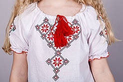 Блуза вишита для дівчинки з геометричним візерунком на короткий рукав