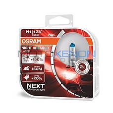 Галогенні лампи H1 OSRAM Night Breaker LASER NEXT GENERATION +150% 55W ОРИГІНАЛ, фото 2