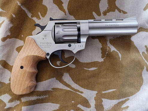 Револьвер під патрон Флобера Profi 4.5" Satin з дерев'яною ручкою, фото 2