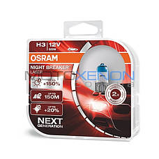 Галогенні лампи H3 OSRAM Night Breaker LASER NEXT GENERATION +150% 55W ОРИГІНАЛ, фото 2