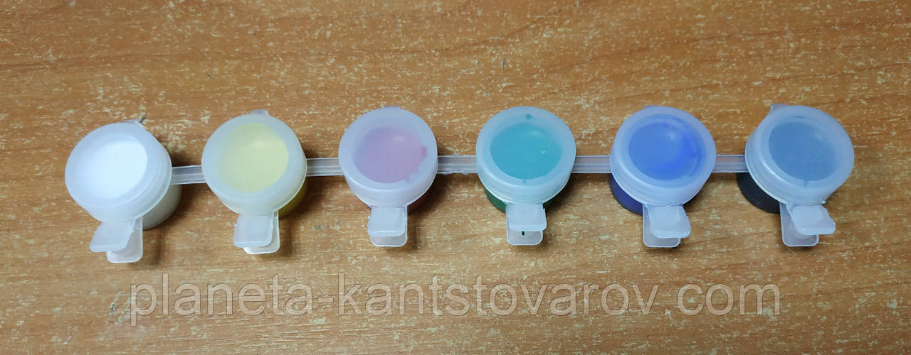 Гуашь. 6 цв\2мл банка"СПАЙКА" /300ящ