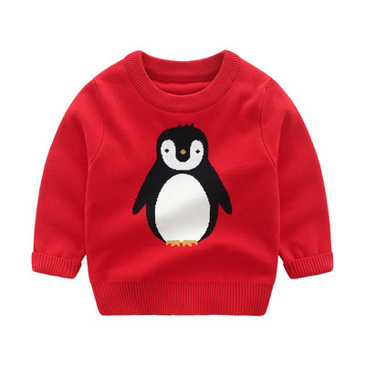 Червоний Дитячий светр із пінгвіном светр для хлопчика — чудова якість!фото в живу