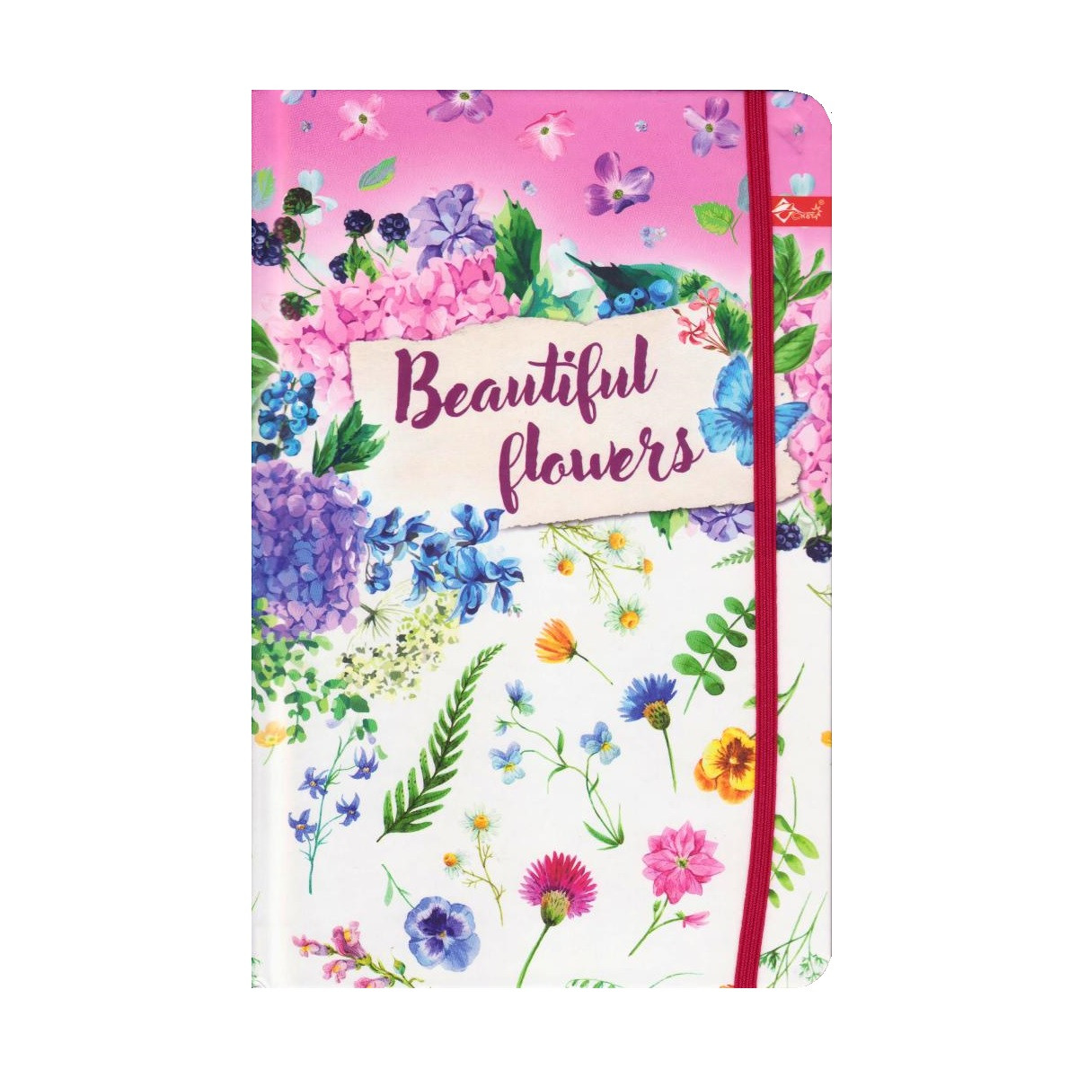 Скетчбук А5, 64 арк. "Beautiful flowers" тверда обкладинка, на гумці ТП-66, фото 1